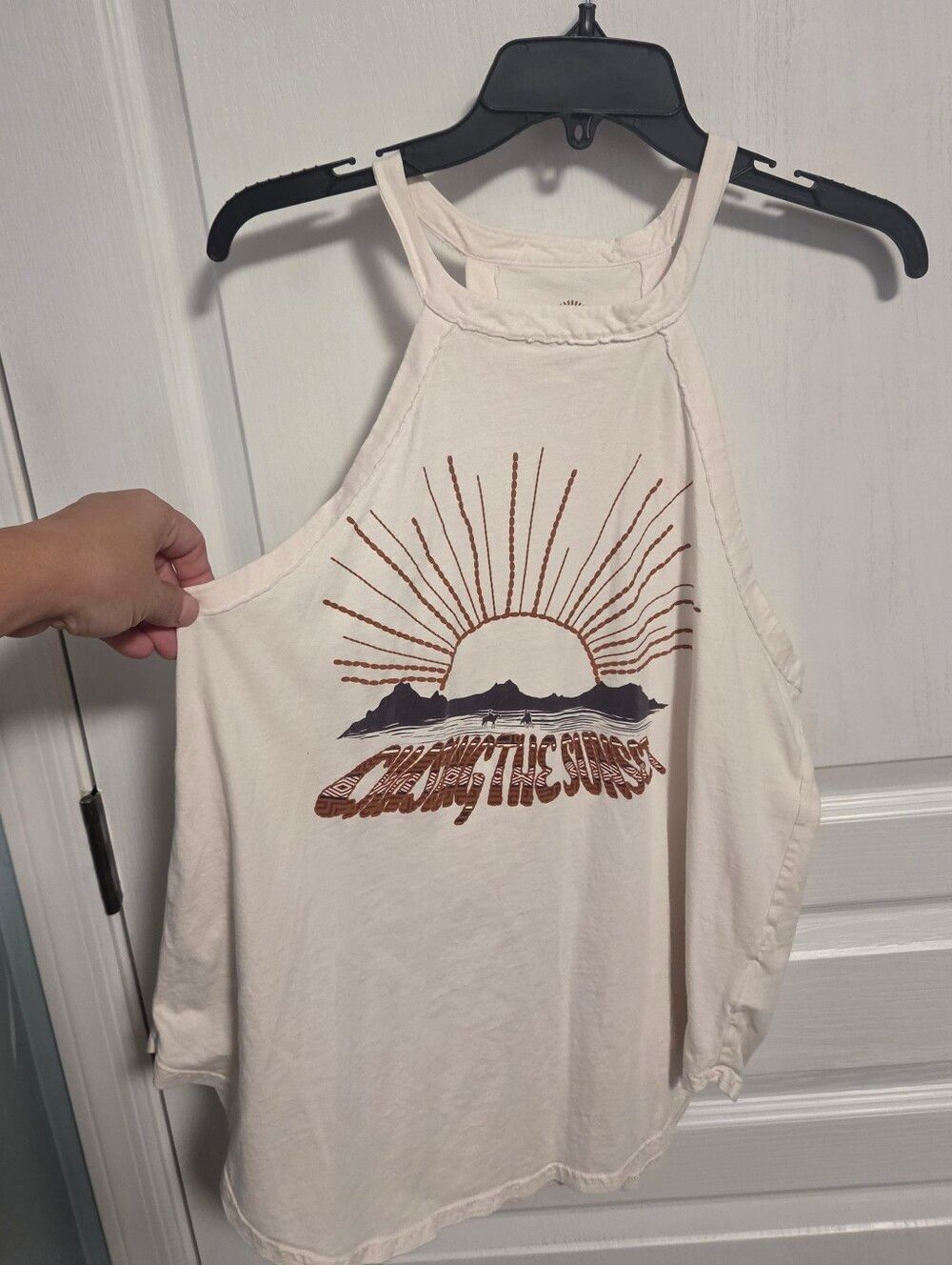 Shyanne Western Tank Halter Neck Top Chasing The Sunset Graphic Womens Large